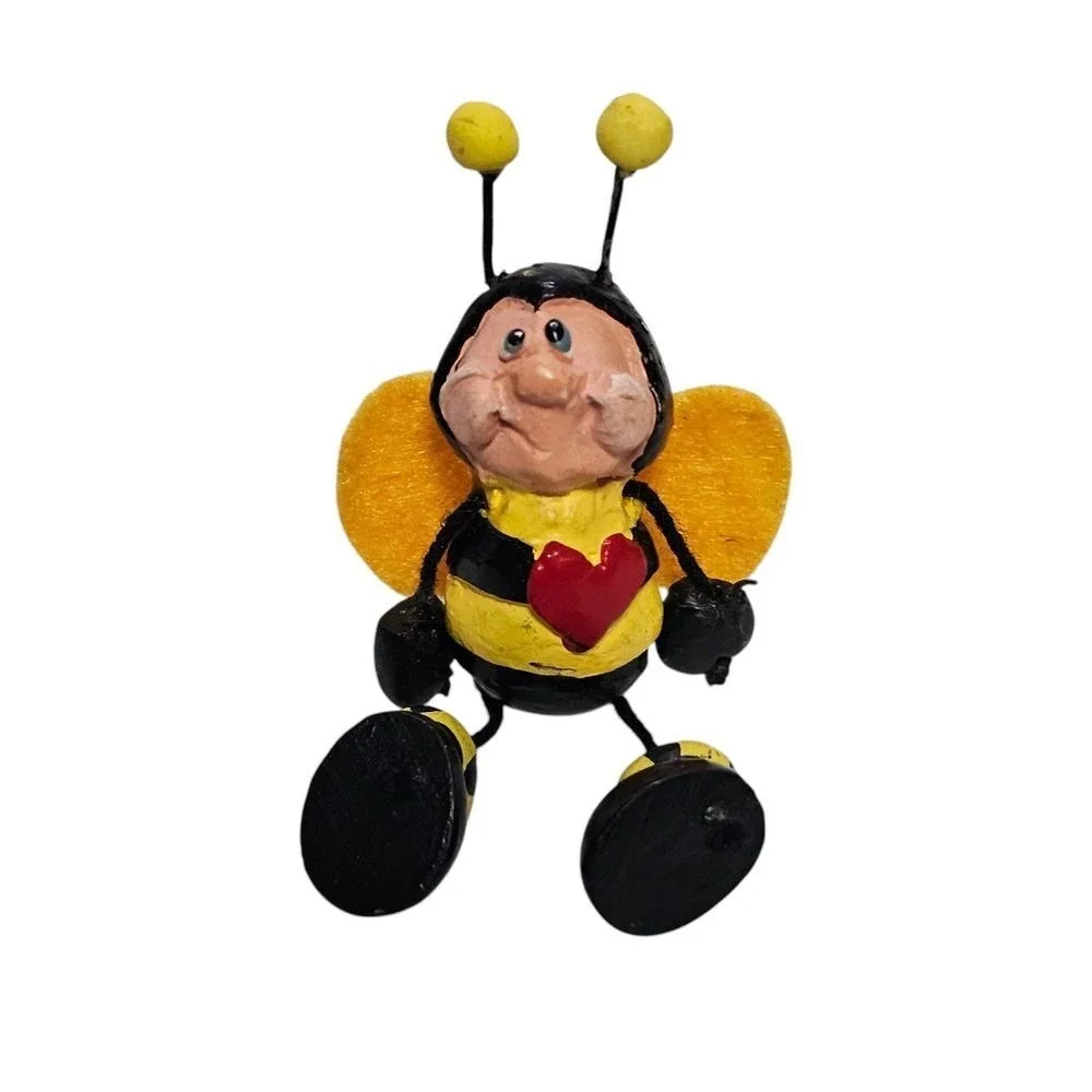 Whimsical‎ Bee Pin Brooch Figurine with Heart Accent - Cute Lapel Pin